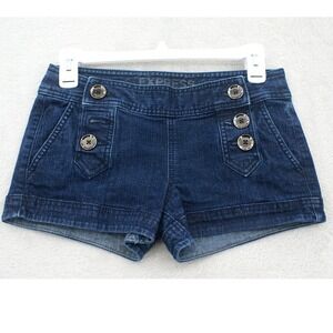 Express Womens Dark Wash Denim Sailor Shorts Double Button Nautical Size 00